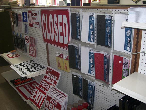 Store shelves with products