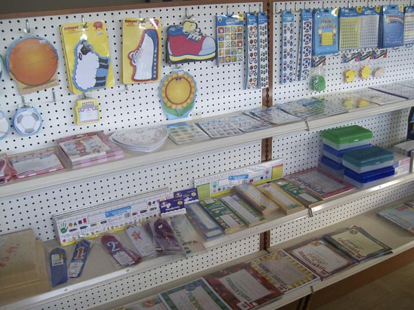 Shelves of store supplies